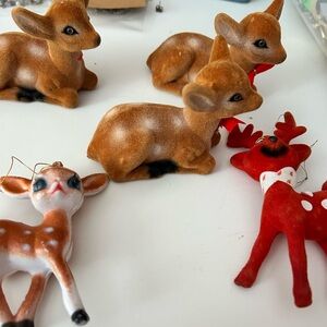 Set of Vintage 1950 felted Deer Figurines tree ornaments 🦌